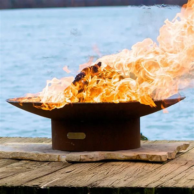 Antike Runde Corten Stahlhochtemperaturmalerei feuer-Grube GRILL Brenner-55*55*41cm
