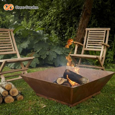 FEUER-Schüssel-hölzerne brennende Feuer-Grube im Freien 50x50x33cm Matt Rusteds Corten Stahl