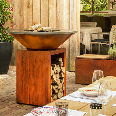RUNDEN-Feuer-Pit Campings 120cm Corten Prerusted Corten Stahlstahlfeuer-Grube