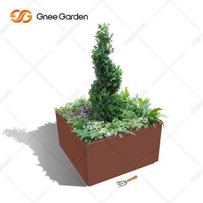 Metall, das Rusty Corten Steel Planter Box im Patio im Freien verbiegt