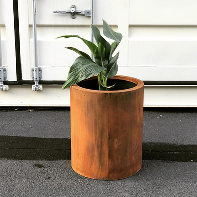 Blumen-Rusty Finish Round Corten Steel-Pflanzer für Garten