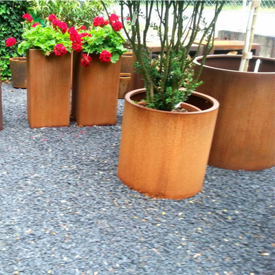 Blumen-Rusty Finish Round Corten Steel-Pflanzer für Garten