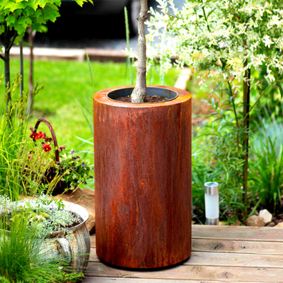 Blumen-Rusty Finish Round Corten Steel-Pflanzer für Garten
