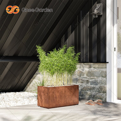 Fester hölzerner zusammengesetzter Stahlpflanzer Bauholz-Metallstand-Blumen-Topf-Halter Corten