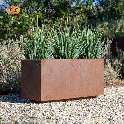 Blumen-Topf-Metall-Rusty Nursery Planters 2mm Corten Stahl- rechteckige Stärke