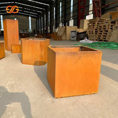 Stahlquadrat Rusty Planter Boxes Weather Resistant Corten für Blume