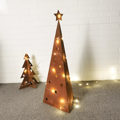 500mm Weihnachtsmetallgarten verziert Corten-Garten-Verzierungen mit LED