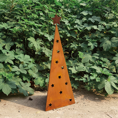 500mm Weihnachtsmetallgarten verziert Corten-Garten-Verzierungen mit LED