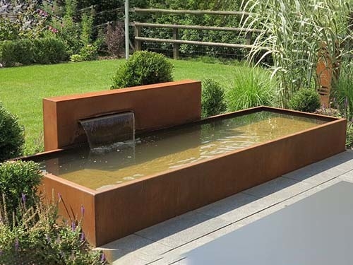 Moderne wasser-Brunnen-Garten-Landschaft Corten Stahlim freien rechteckig