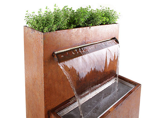 Multifunktions-wasserfall-Metallgarten-Verzierungen Corten Stahlmit Pflanzer