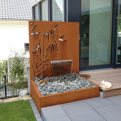 1500x1000x600mm schnitt rustikaler Corten Stahlwasser-Brunnen mit Laser Schirm-Platte