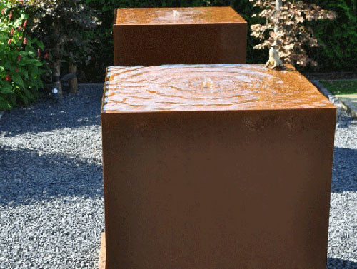 1100mm verziert quadratischer Metallgarten Stahlwasser-Eigenschaft Corten