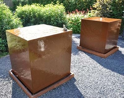 1100mm verziert quadratischer Metallgarten Stahlwasser-Eigenschaft Corten