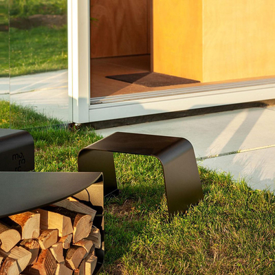 Runde brennholz-Speicher-Metallmöbel-im Freien hölzernes Halter-Feuer Pit Table With Chairs Corten Stahl