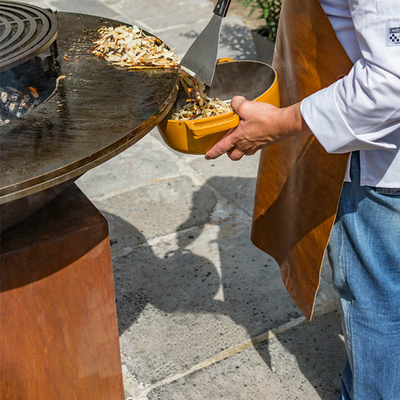 Das Holz, das brennt, das Stahlc$kochen verwitternd im Freien, grillt 100cm für Grill