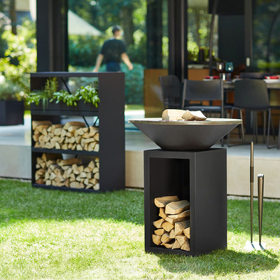 Verrostetes Stahlfeuer Pit Outdoor With Wood Storage der Höhen-100cm Corten