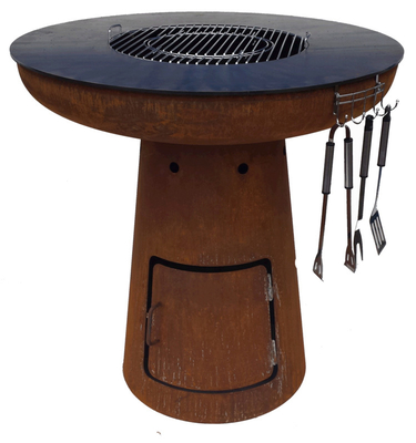 BBQ Feuerschale Cortenstahl mit Grillring Outdoor Camping