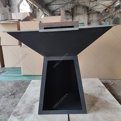 Grill-Feuerstelle aus verwittertem Corten-Stahl, 3 mm dick, mit kreisförmiger Plancha
