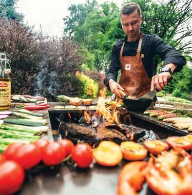 Grill-Feuerstelle aus verwittertem Corten-Stahl, 3 mm dick, mit kreisförmiger Plancha