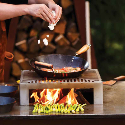 Garten-Teppanyaki-BBQ-Grill im Freien, große Größe, multifunktional mit Kochleiste