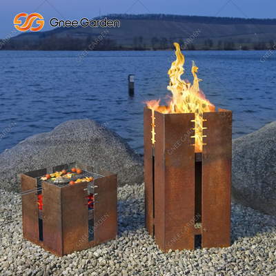 1200mm quadratische Corten Stahl-GRILL Grill-Holzkohle brennend dekorativ