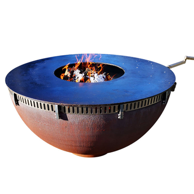 Doppelschichtige tragbare Lagerfeuergrube aus Cortenstahl zum Brennen von Camping-BBQ