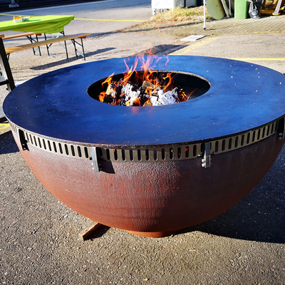 Doppelschichtige tragbare Lagerfeuergrube aus Cortenstahl zum Brennen von Camping-BBQ