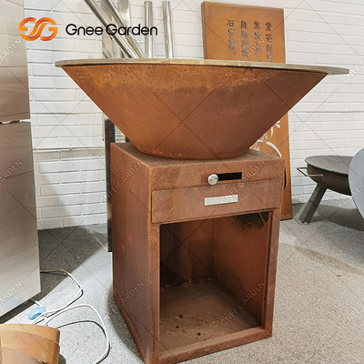Rusty Color Outdoor-GRILL grillt Holzkohlen-Raucher mit runder Kochplatte Durchmessers 100cm