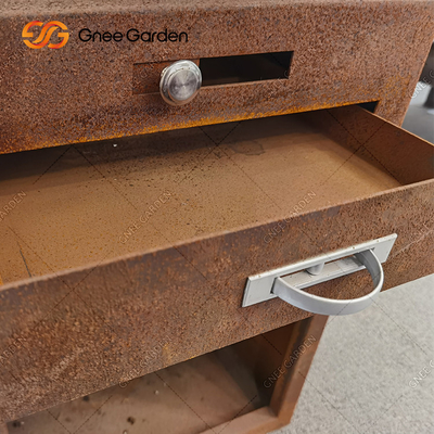 Stahlfeuer Pit With Firewood Storage Backyard Rusty Colour GRILL im Freien Corten