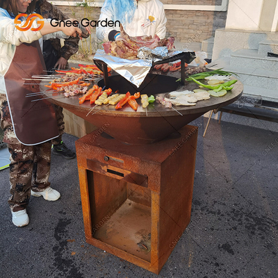 GARTEN-Feuer-Grube GRILL Kochplatte-im Freien kochende Grills Corten Stahlim freien