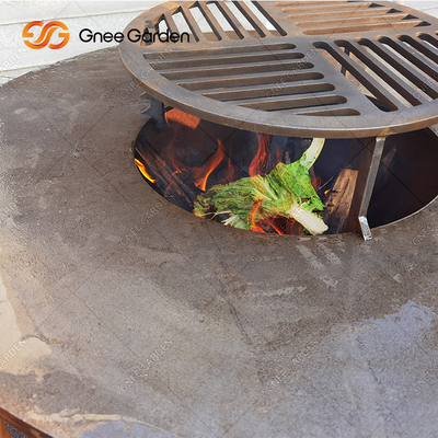 Rusty Color Outdoor-GRILL grillt Holzkohlen-Raucher mit runder Kochplatte Durchmessers 100cm