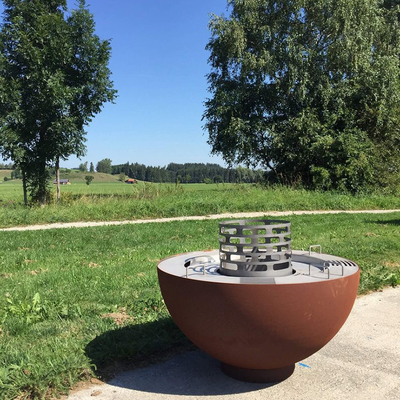 1000mm Corten Stahlfeuer-Grube GRILL im Freien mit kundengebundenem Grill-Ring