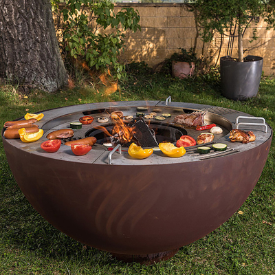 1000mm Corten Stahlfeuer-Grube GRILL im Freien mit kundengebundenem Grill-Ring