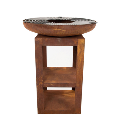 Modernes Stahlgrill-Holz im Freien brennender kampierender GRILL Grill Küche Corten