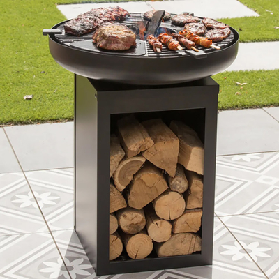 HOLZKOHLEN-Ausgangsgrill-Grill-Hinterhof-Kamin Corten Stahl