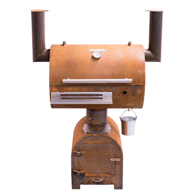 GRILL Corten Stahl-Feuer-Grill-Holzkohlen-Raucher im Freien mit Kreis Plancha-Grill-Platte