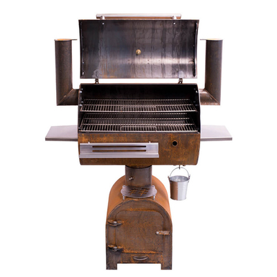 GRILL Corten Stahl-Feuer-Grill-Holzkohlen-Raucher im Freien mit Kreis Plancha-Grill-Platte