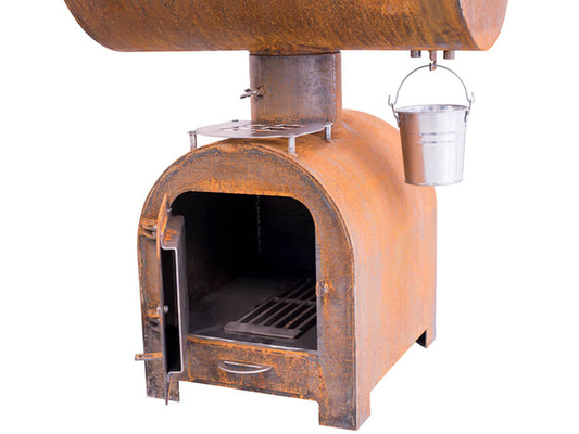 GRILL Corten Stahl-Feuer-Grill-Holzkohlen-Raucher im Freien mit Kreis Plancha-Grill-Platte