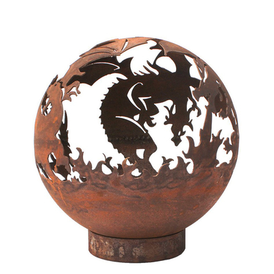 Markante Feuerstelle aus Corten-Stahl, rostiges Metall, 5 mm dick