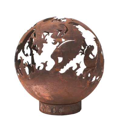 Markante Feuerstelle aus Corten-Stahl, rostiges Metall, 5 mm dick
