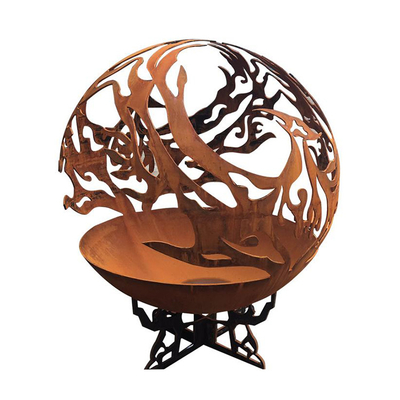 Phoenix-Muster-Stahl-Feuer Pit Outdoor Patio Corten Sphere Firepit für die Garten-Erwärmung