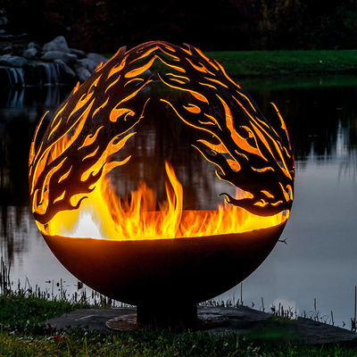 Phoenix-Muster-Entwurf Rusty Outdoor Metal Fire Ball in Corten-Stahl