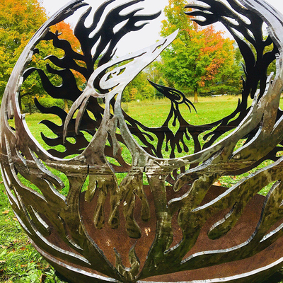 Phoenix-Muster-Stahl-Feuer Pit Outdoor Patio Corten Sphere Firepit für die Garten-Erwärmung