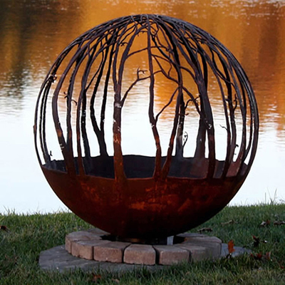 Holz im Freien, das Stahlbereich-Feuer Pit Round Custom Corten brennt
