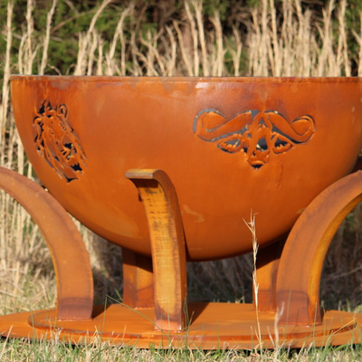 Stahlfeuer Pit Laser Cut Animal Fire Pit Camping Wood Burning Bonfire Corten