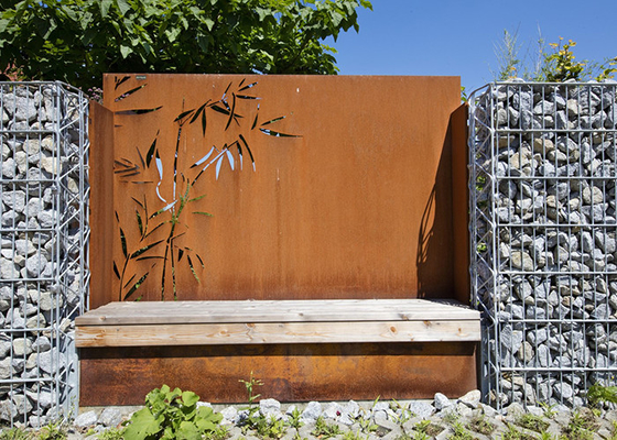 Bambusmuster asphaltieren Garten-Verzierungen, die Laser Stahlplatten-dekoratives Corten im Freien schnitt
