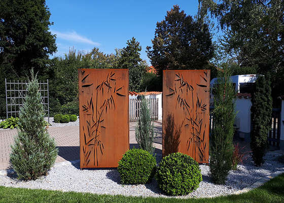 Bambusmuster asphaltieren Garten-Verzierungen, die Laser Stahlplatten-dekoratives Corten im Freien schnitt