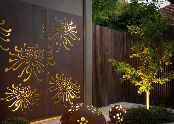 3mm Chrysanthemen-Muster-Metallgarten verziert Corten, das Stahllaser Platten schnitt