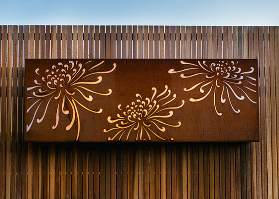 3mm Chrysanthemen-Muster-Metallgarten verziert Corten, das Stahllaser Platten schnitt