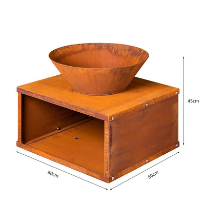 100cm Garten-Landschaft ringsum verrosteten kampierenden Kamin Corten-Stahl